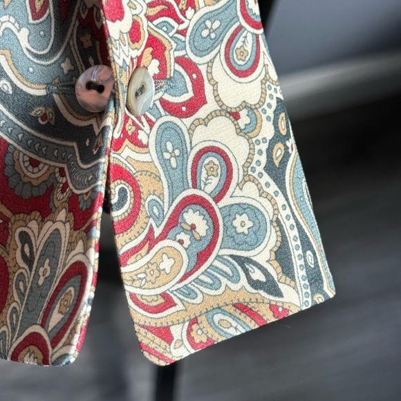 Vintage 70s 80s Jacobson’s Mod Red Beige Grey Paisley Blouse Size 8 - Picture 5 of 10